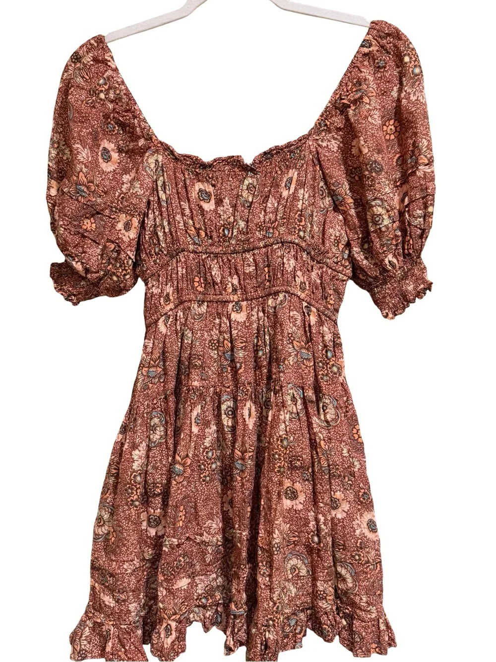 Ulla Johnson Juniper Dress Rosebud Floral Puff Sleeve Smocked Midi Dress Size 0 - Picture 7 of 13
